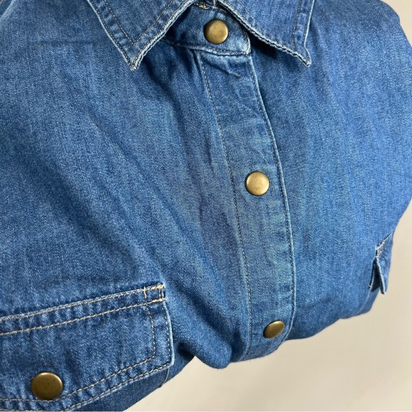 Emma James Vintage 90’ Spirit Sleeveless Denim Shirt Frontal Pockets Size XL - Picture 7 of 9